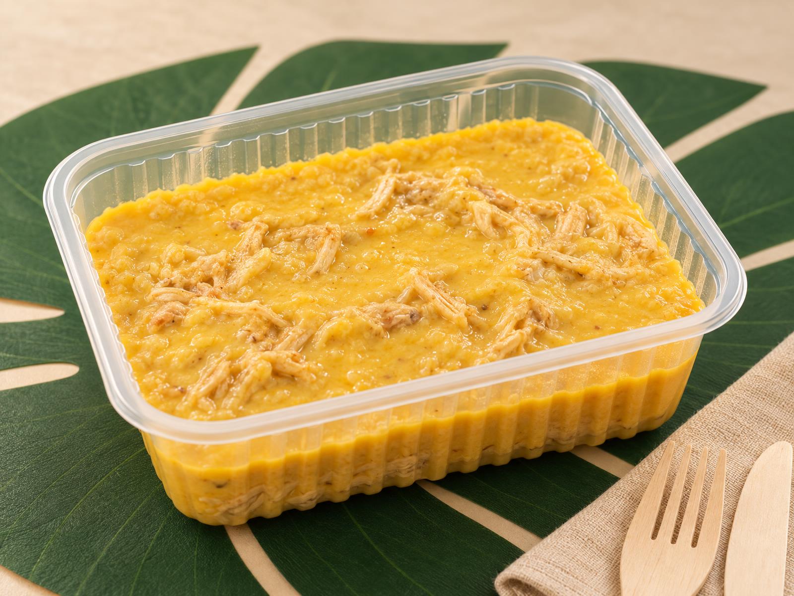 Frango desfiado com creme de milho